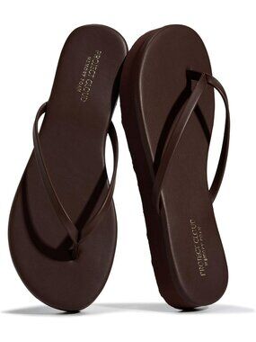 Women's Dark Choco Summer Lightweight Memory Foam Insole Flip Flops Sandals